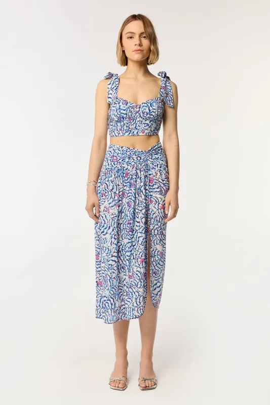 Long Skirt Carla - Blue Wings Flower sold by Poupette St Barth