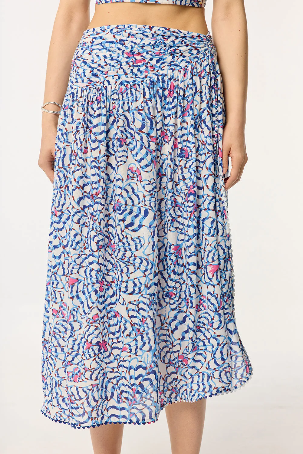 Long Skirt Carla - Blue Wings Flower sold by Poupette St Barth product image thumbnail 2