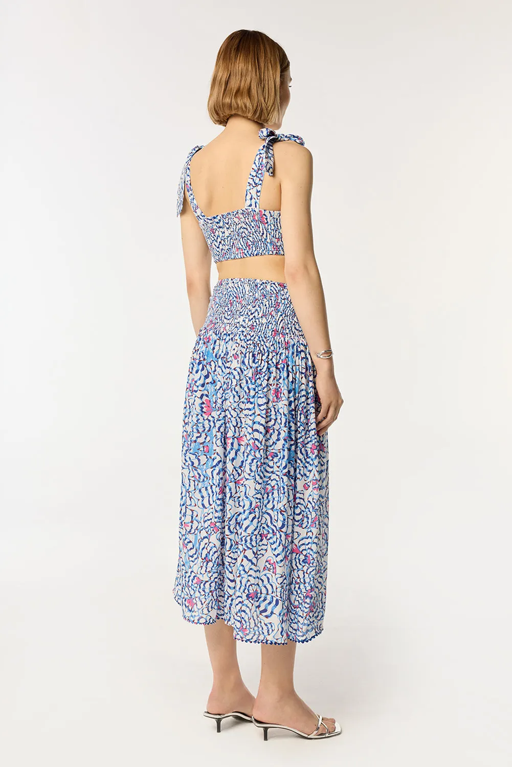 Long Skirt Carla - Blue Wings Flower sold by Poupette St Barth product image thumbnail 3