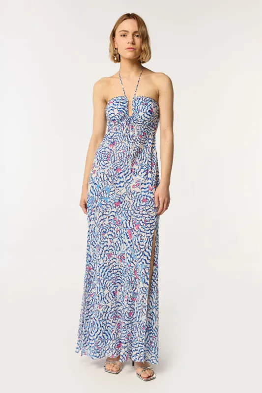 Long Dress Carla - Blue Wings Flower sold by Poupette St Barth