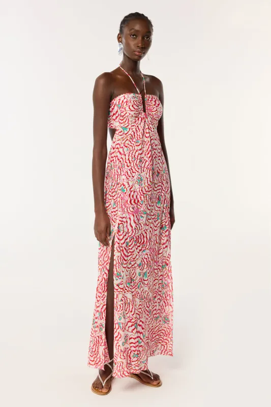 Long Dress Carla - Pink Wings Flower sold by Poupette St Barth