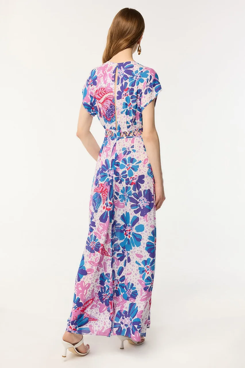 Long Dress Cecile - Blue Artistic Flower sold by Poupette St Barth product image thumbnail 3