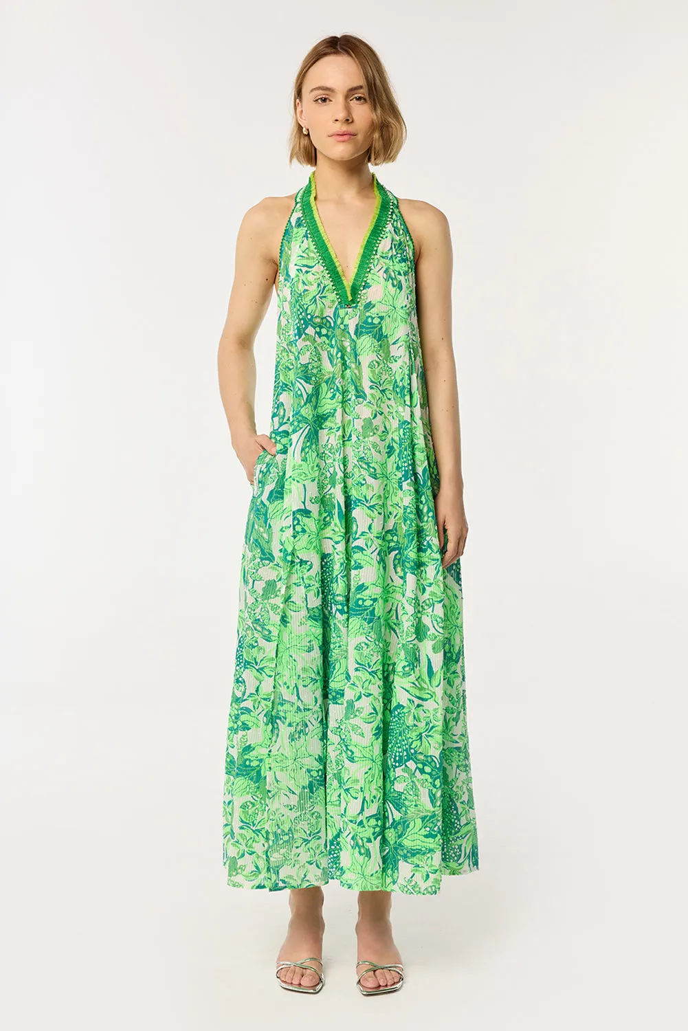 Long Dress Nava - Green Jengel sold by Poupette St Barth
