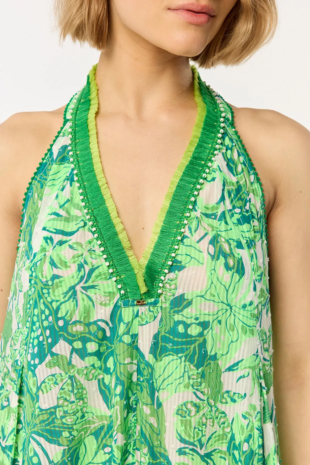 Long Dress Nava - Green Jengel sold by Poupette St Barth product image thumbnail 2