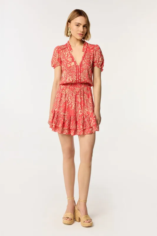 Mini Dress Bibi - Pink Oriental Foulard sold by Poupette St Barth