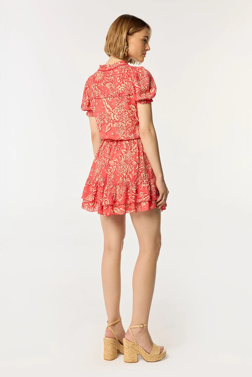 Mini Dress Bibi - Pink Oriental Foulard sold by Poupette St Barth product image thumbnail 3