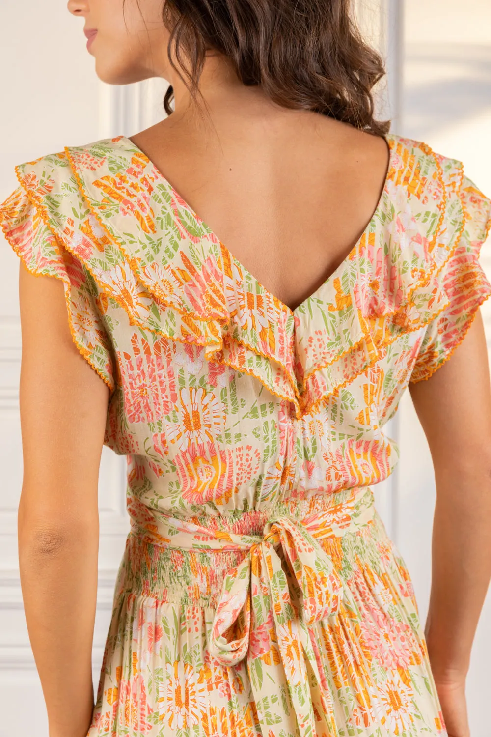 Long Dress Della - Yellow Marigold sold by Poupette St Barth product image thumbnail 5