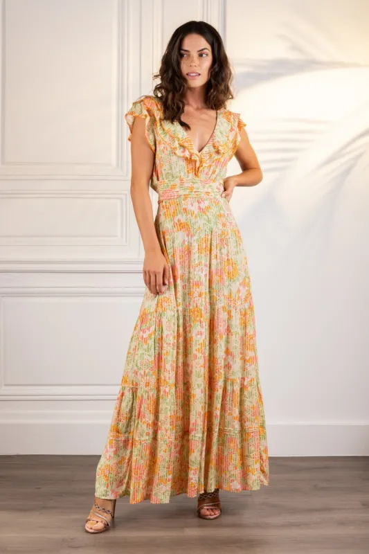 Long Dress Della - Yellow Marigold made by Poupette St Barth