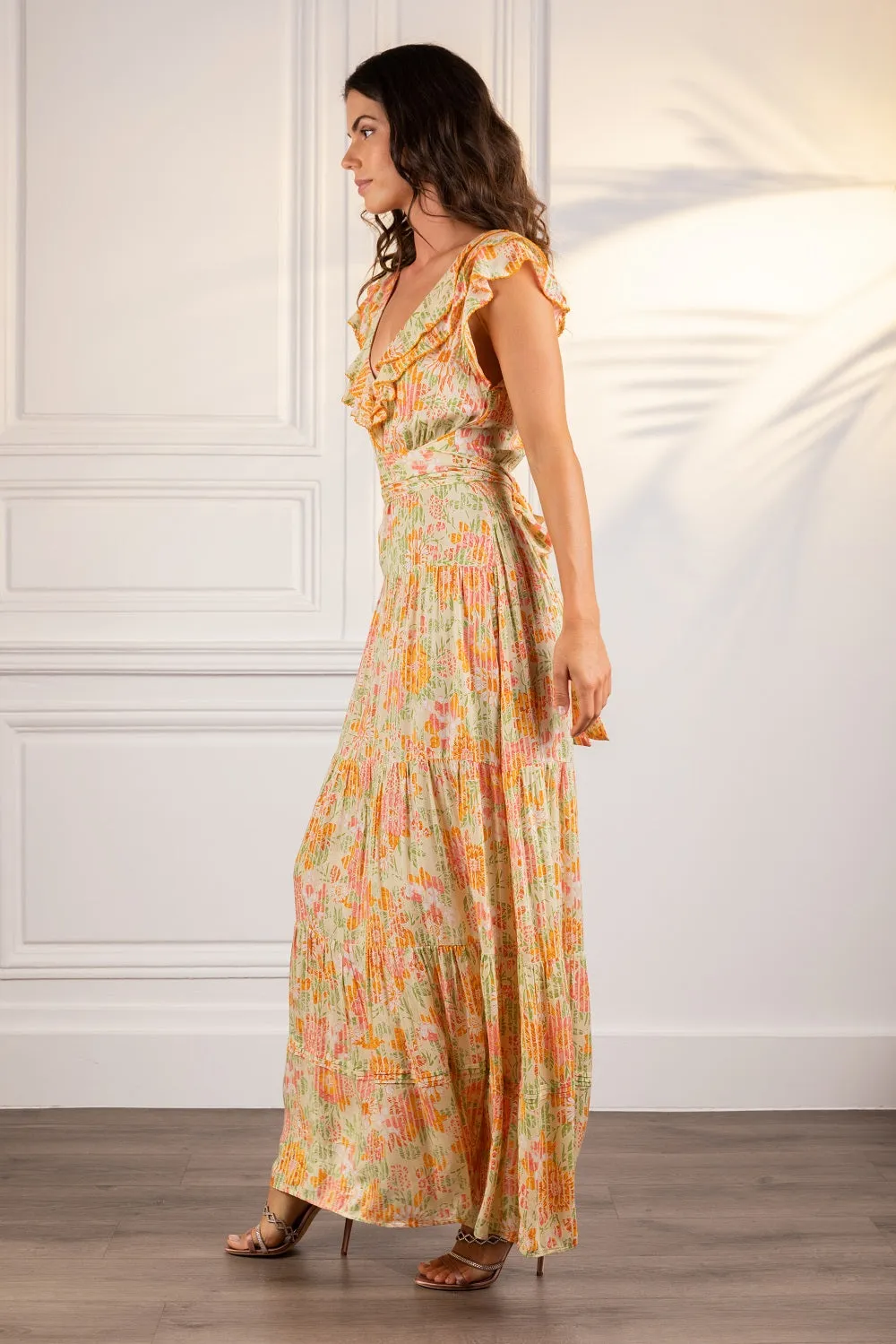 Long Dress Della - Yellow Marigold sold by Poupette St Barth product image thumbnail 3