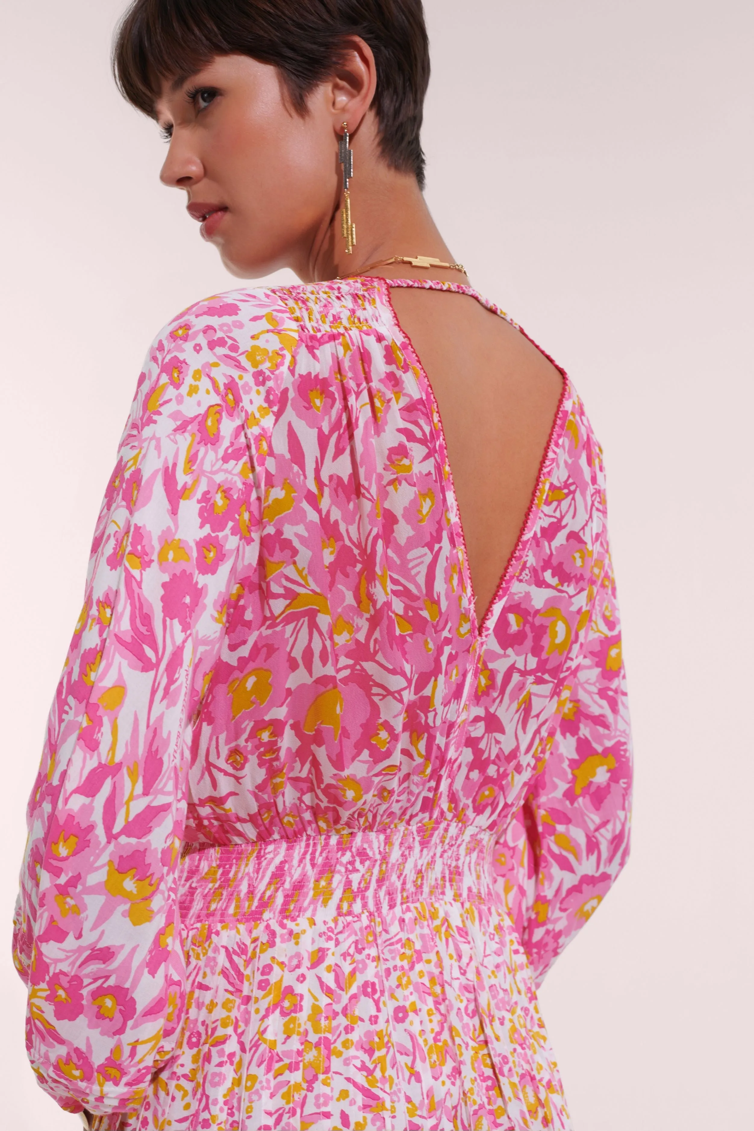 Long Dress Anabelle - Pink Nuances sold by Poupette St Barth product image thumbnail 3