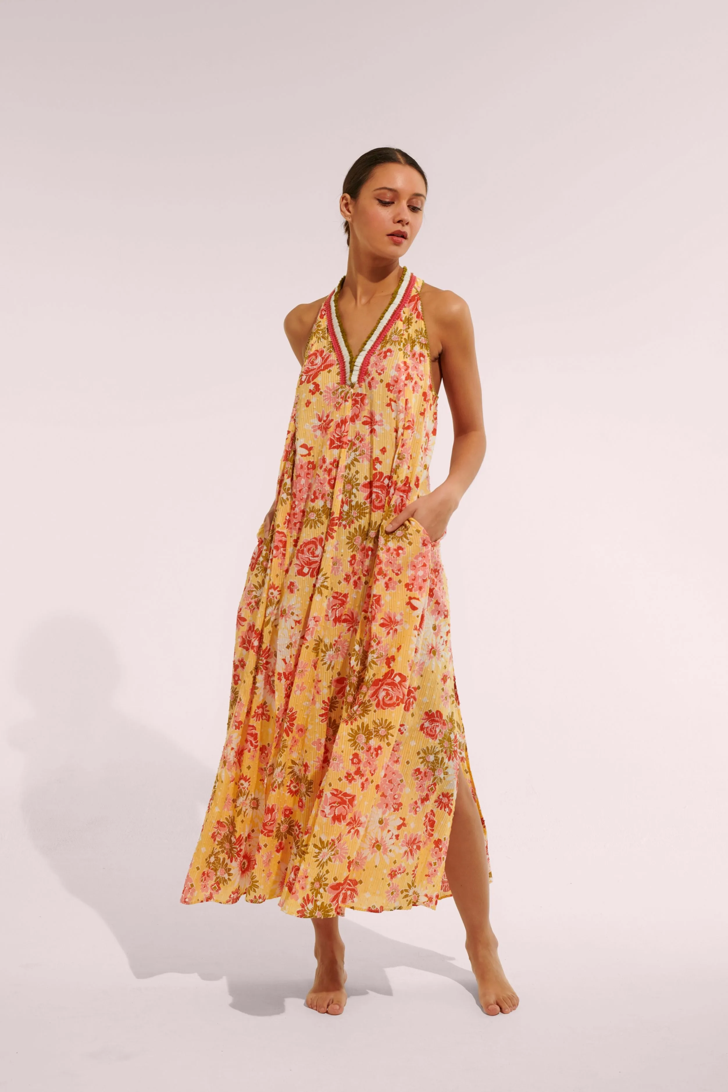 Long Dress Nava - Yellow 90'S sold by Poupette St Barth