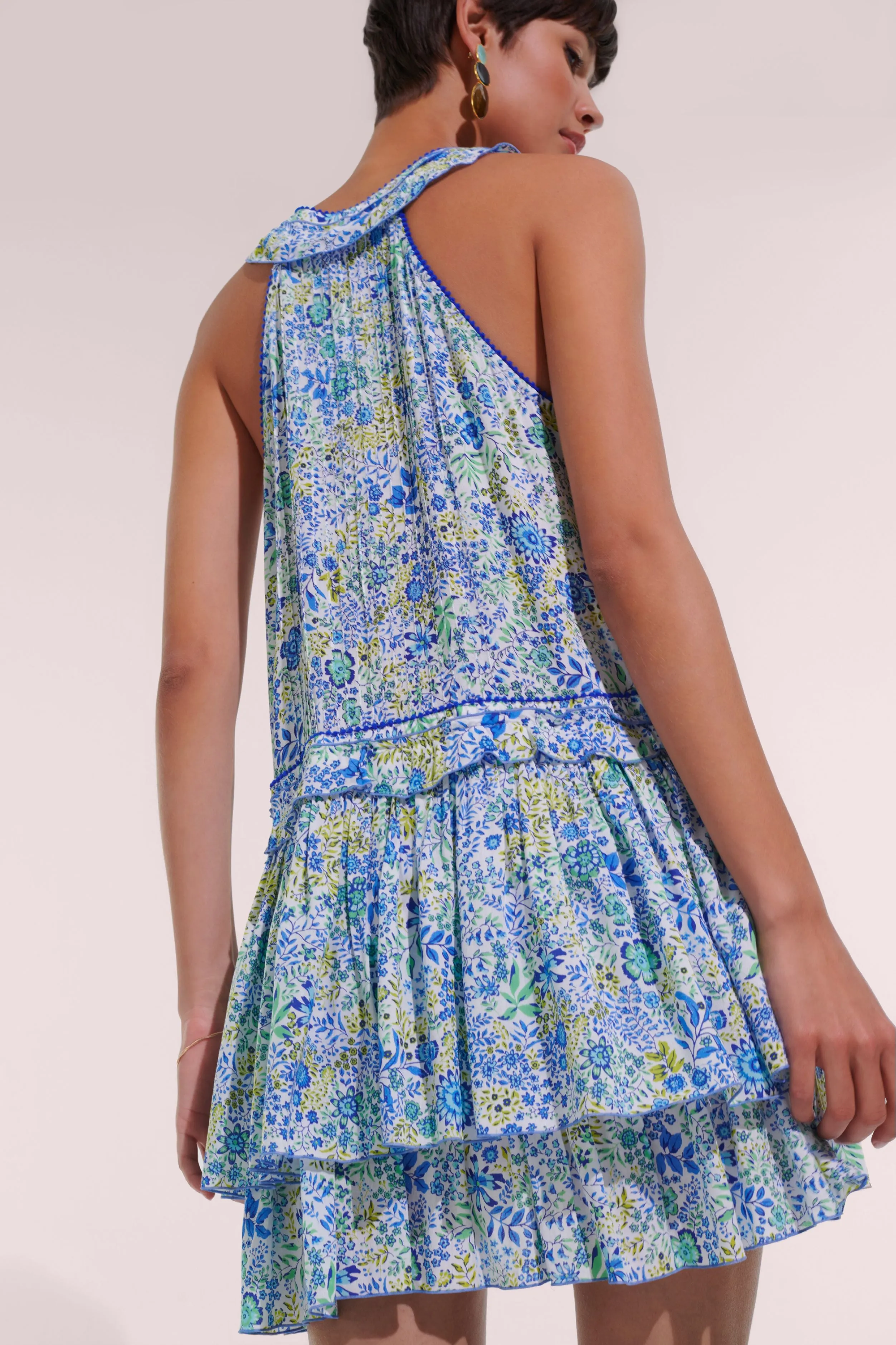 Mini Dress Mae - White Blue Nature sold by Poupette St Barth product image thumbnail 3