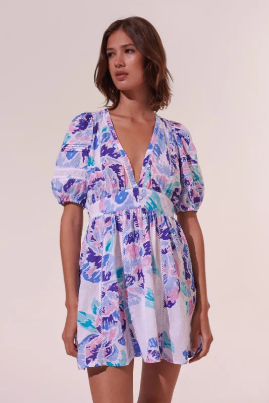Mini Dress Reine - Blue Macro Peony made by Poupette St Barth