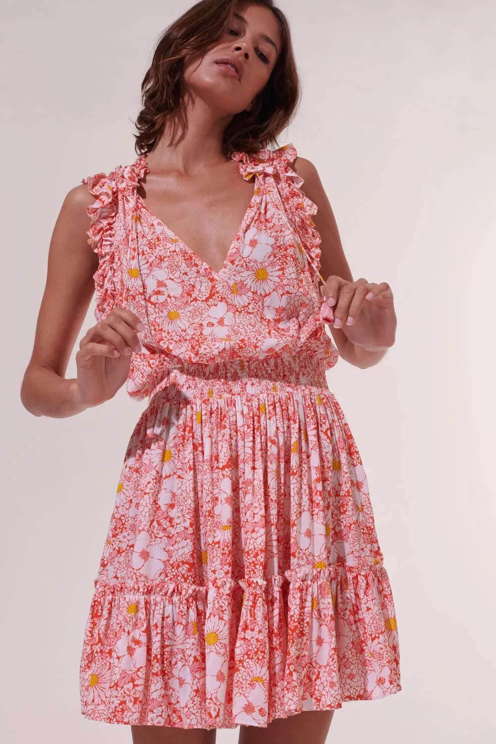 Mini Dress Triny - Orange Mid 70'S Garden sold by Poupette St Barth