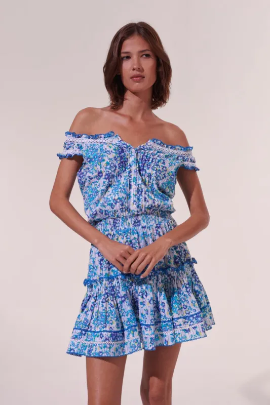 Mini Dress Alba - Blue Aquarelle sold by Poupette St Barth