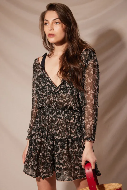 Mini Dress Fifi - Black Cerise sold by Poupette St Barth