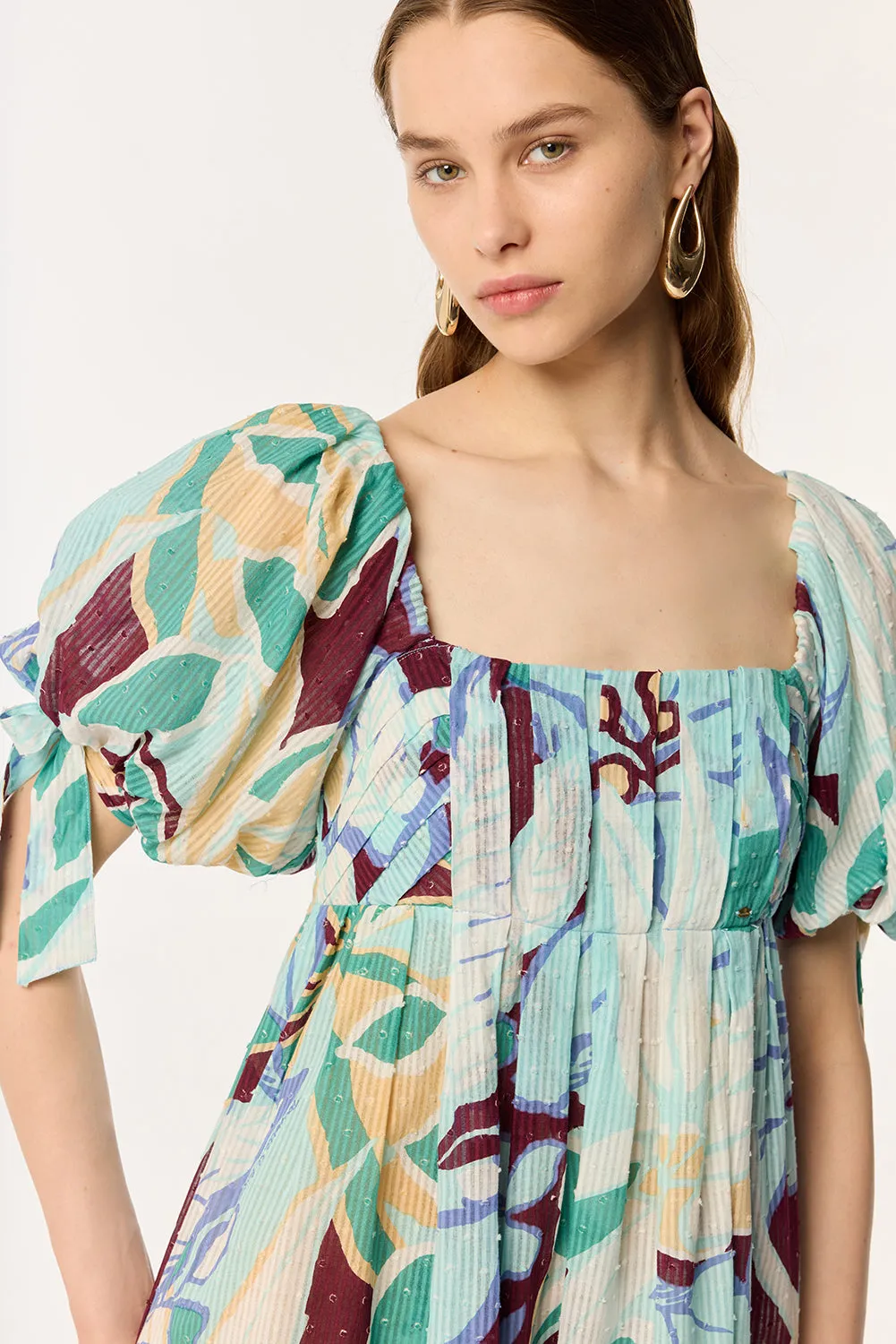 Mini Dress Catalina - Aqua Macro Lilium sold by Poupette St Barth product image thumbnail 4