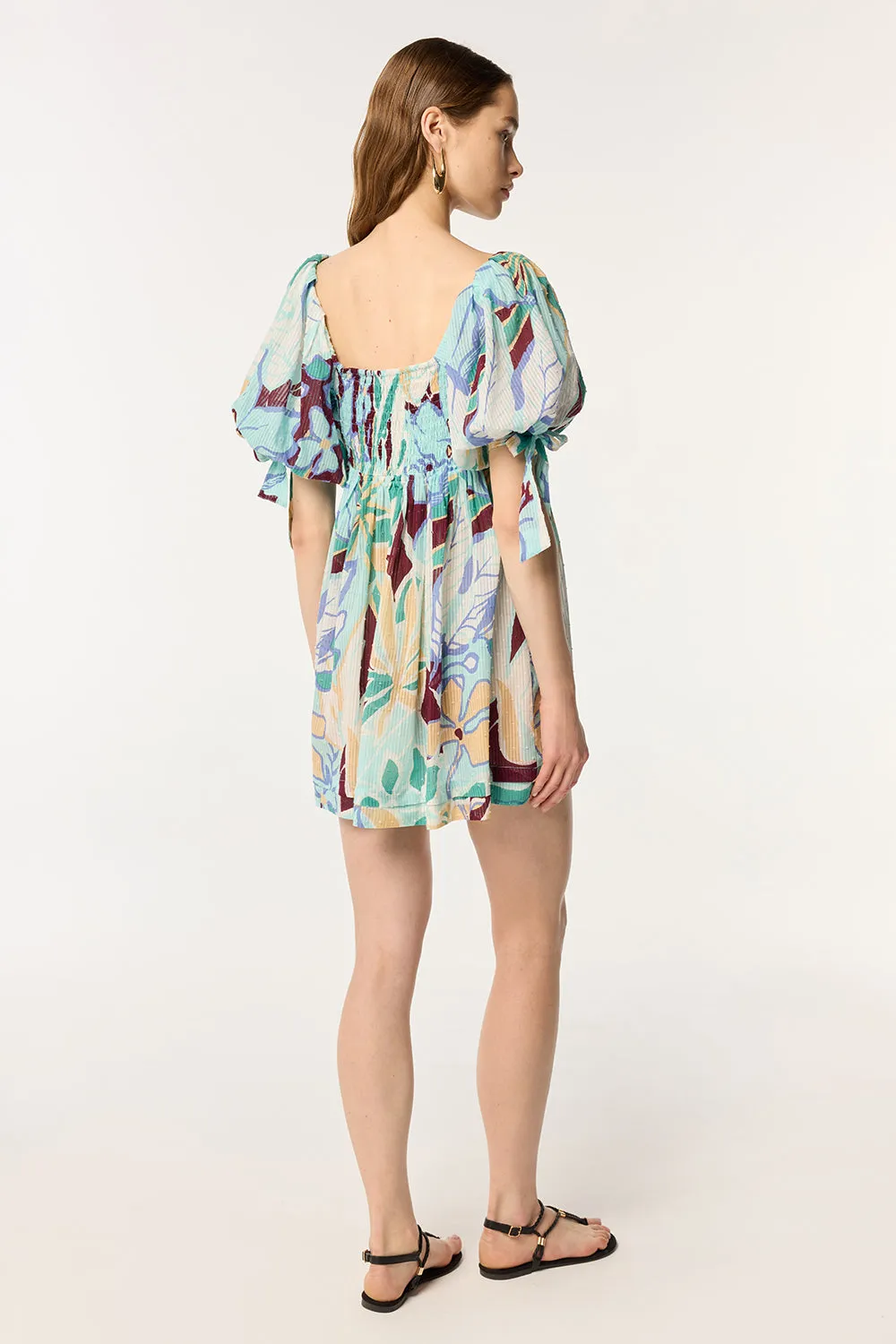 Mini Dress Catalina - Aqua Macro Lilium sold by Poupette St Barth product image thumbnail 2