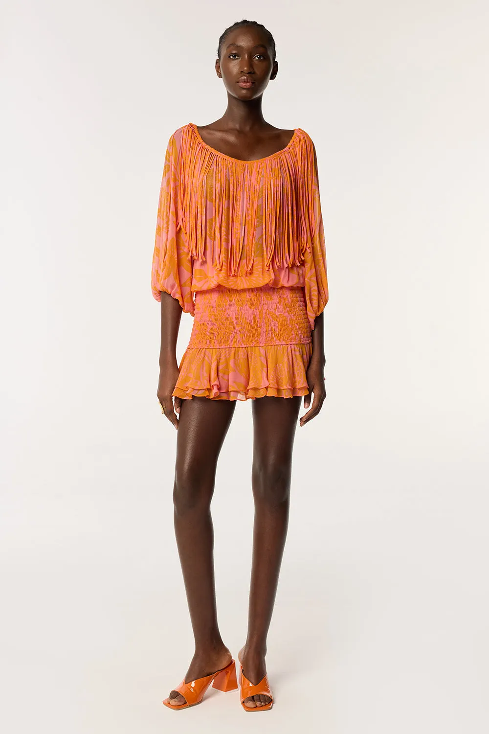 Mini Dress Clementine - Pink Macro Stelis sold by Poupette St Barth product image thumbnail 3