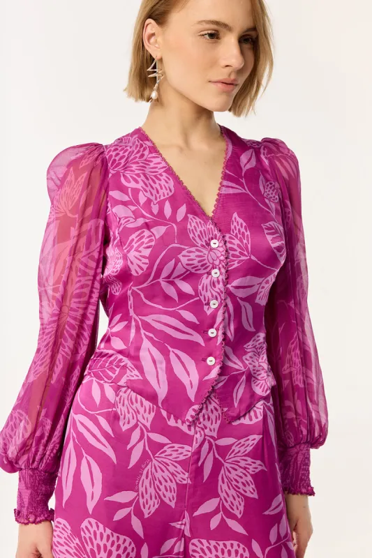 Blouse Camelia - Purple Macro Stelis sold by Poupette St Barth