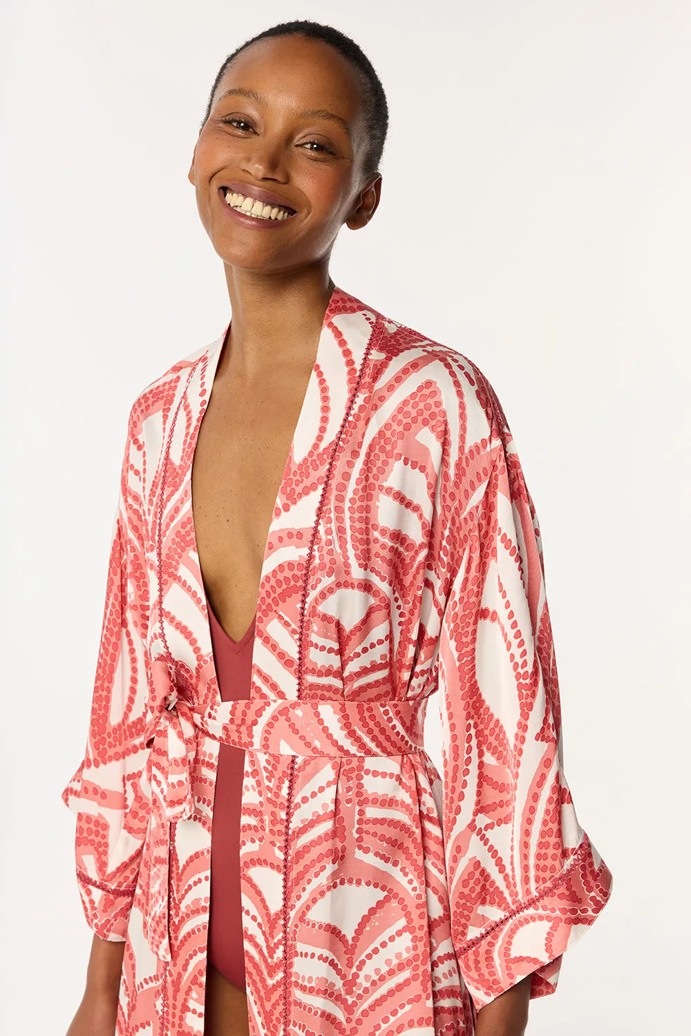 Long Kimono Erica - Pink Himba sold by Poupette St Barth product image thumbnail 3