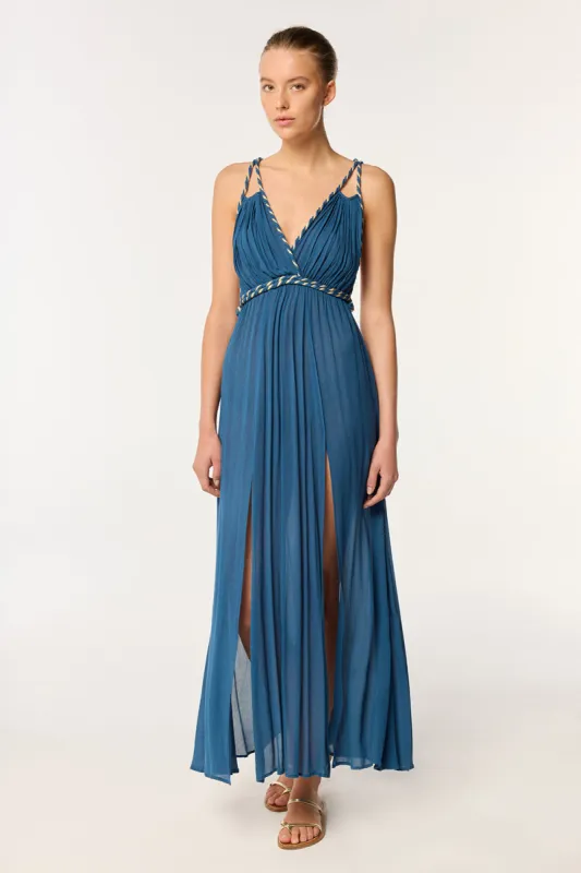 Long Dress Collette - Dusty Blue sold by Poupette St Barth