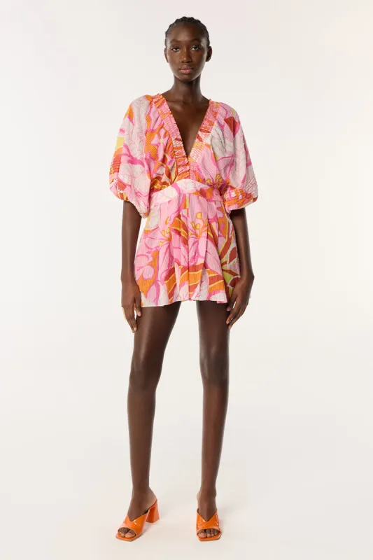 Short Jumpsuit Chantal - Pink Macro Lilium sold by Poupette St Barth