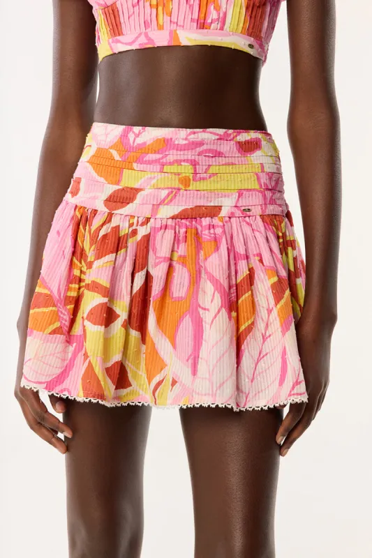 Mini Skirt Colleen - Pink Macro Lilium sold by Poupette St Barth