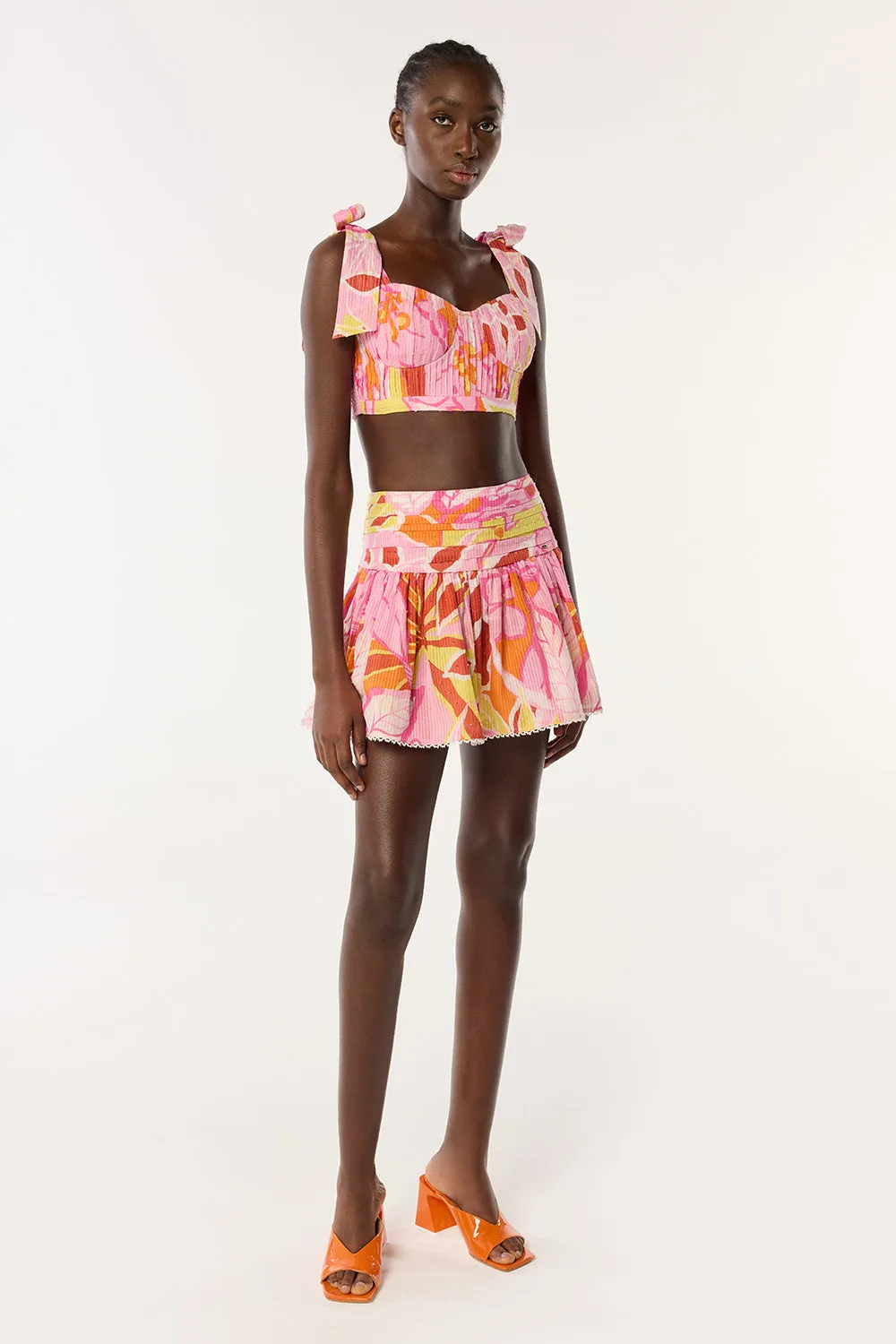 Mini Skirt Colleen - Pink Macro Lilium sold by Poupette St Barth product image thumbnail 2