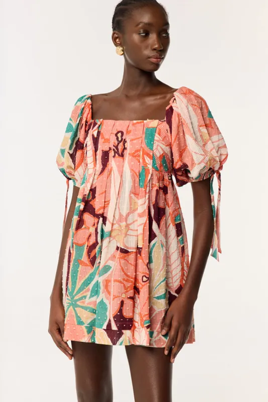 Mini Dress Catalina - Salmon Macro Lilium sold by Poupette St Barth