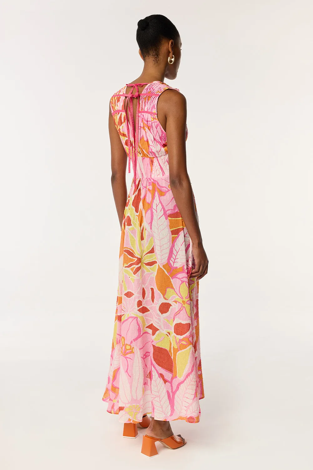 Long Dress Chiara - Pink Macro Lilium sold by Poupette St Barth product image thumbnail 3