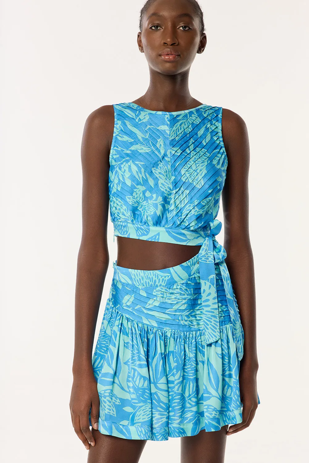 Mini Dress Celeste - Blue Macro Stelis sold by Poupette St Barth