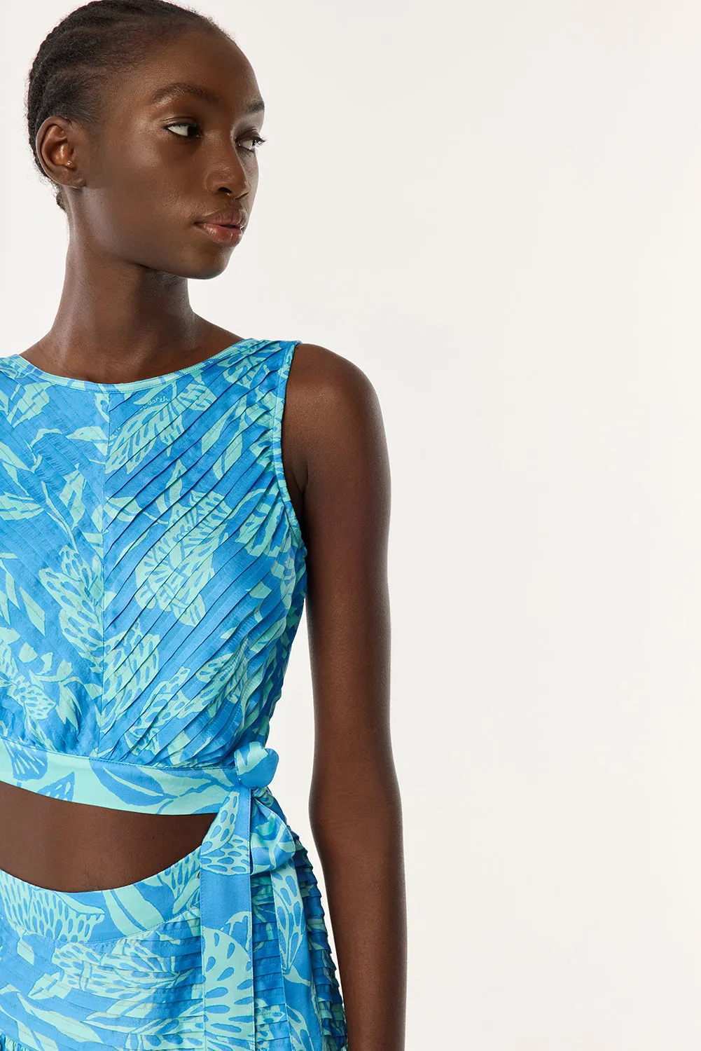 Mini Dress Celeste - Blue Macro Stelis sold by Poupette St Barth product image thumbnail 3