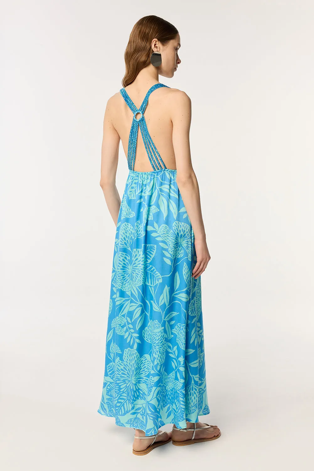 Long Dress Cycas - Blue Macro Stelis sold by Poupette St Barth product image thumbnail 2