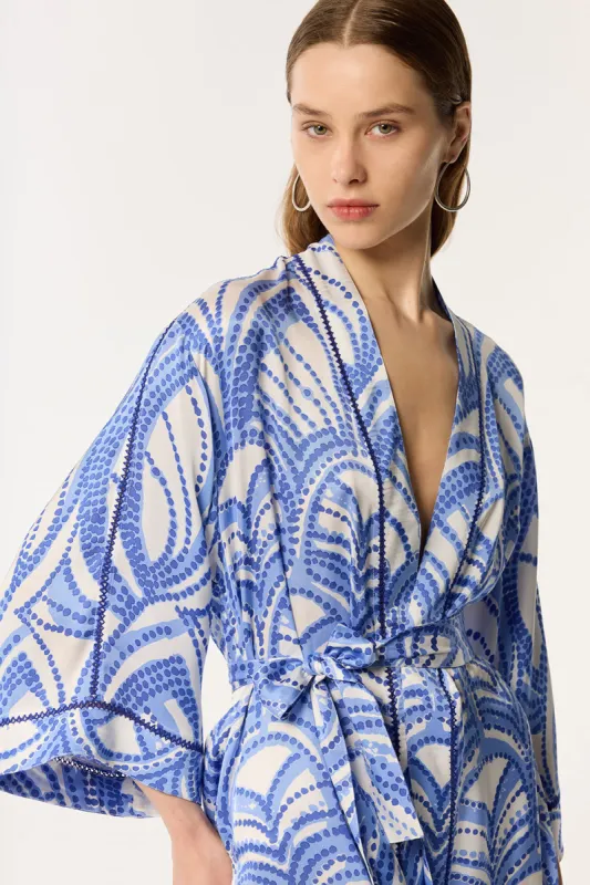 Long Kimono Erica - Blue Himba sold by Poupette St Barth