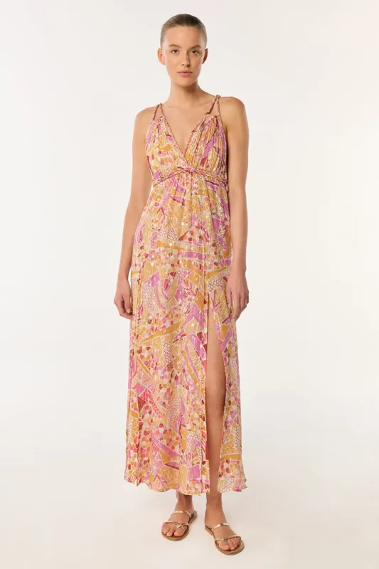 Long Dress Collette - Pink Mosaic sold by Poupette St Barth
