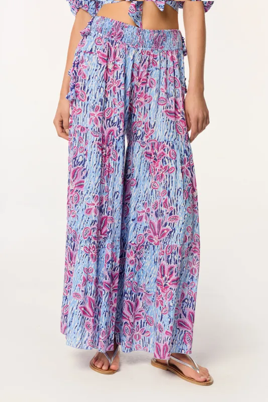 Pant Soledad - Blue Exotic Forest sold by Poupette St Barth