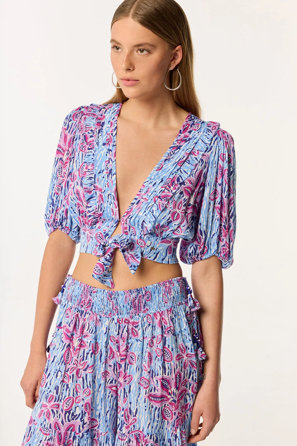 Top Celeste - Blue Exotic Forest sold by Poupette St Barth