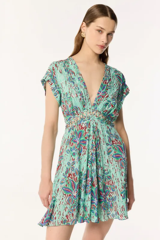 Mini Dress Cecile - Mint Exotic Forest sold by Poupette St Barth