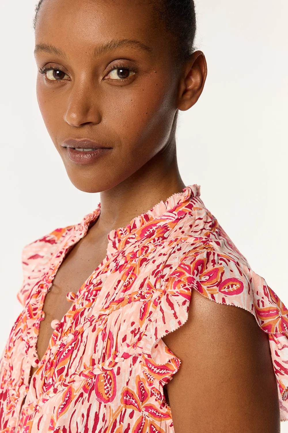 Mini Dress Callie - Pink Exotic Forest sold by Poupette St Barth product image thumbnail 2