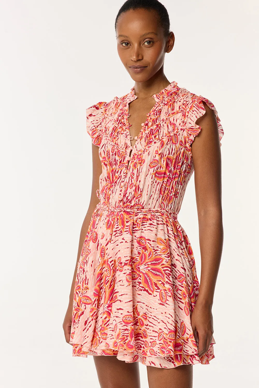 Mini Dress Callie - Pink Exotic Forest sold by Poupette St Barth