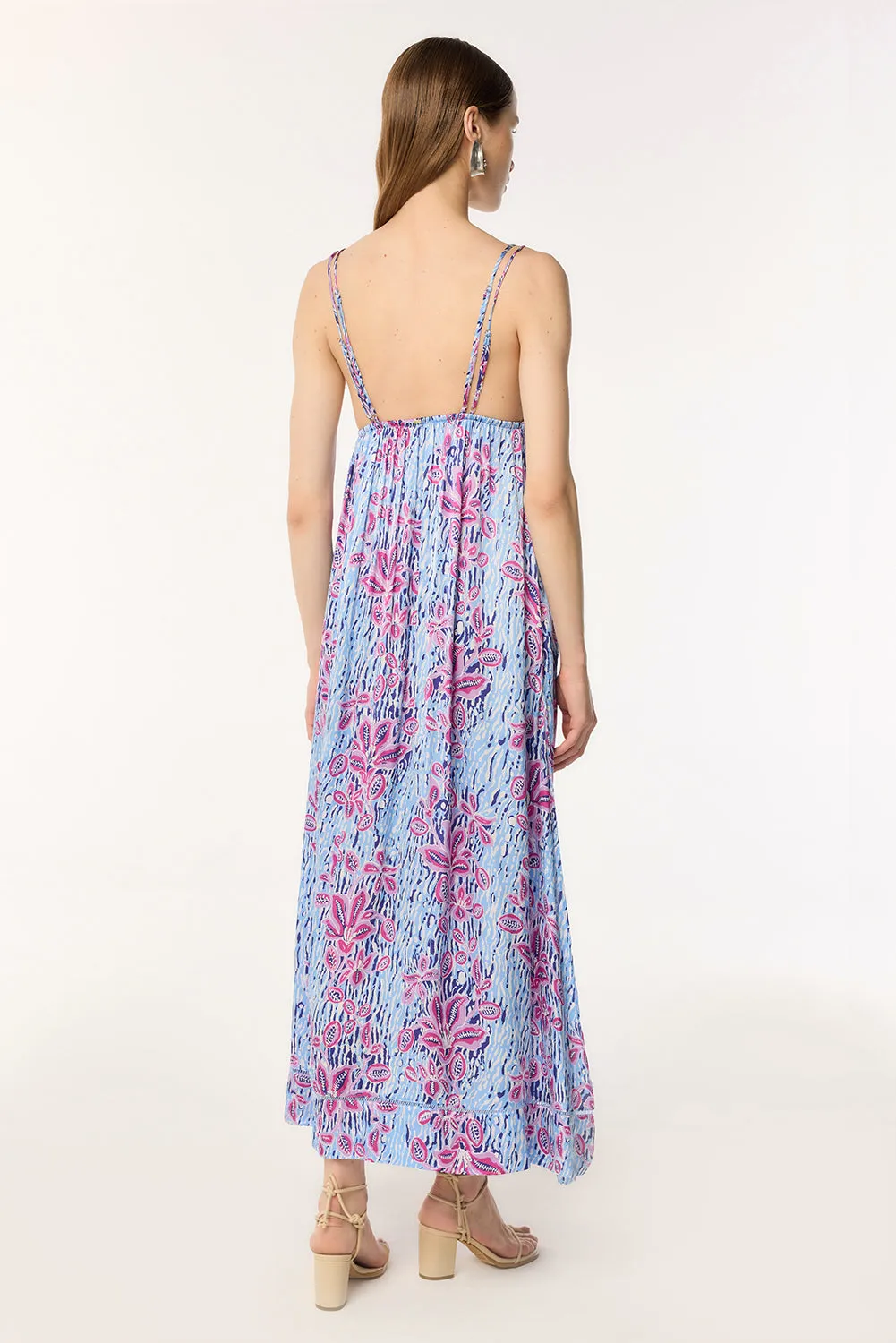 Long Dress Cassandra - Blue Exotic Forest sold by Poupette St Barth product image thumbnail 2