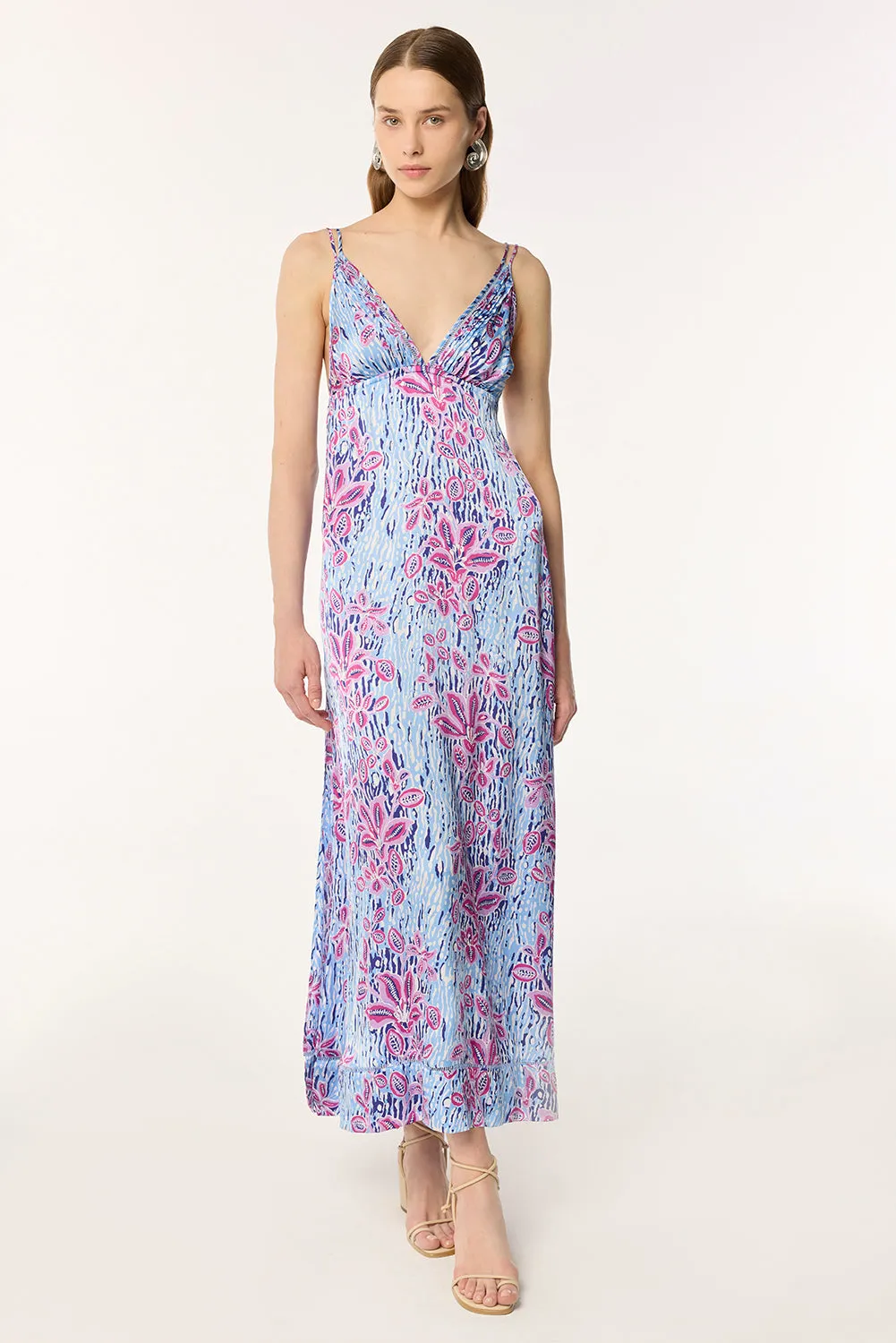 Long Dress Cassandra - Blue Exotic Forest sold by Poupette St Barth