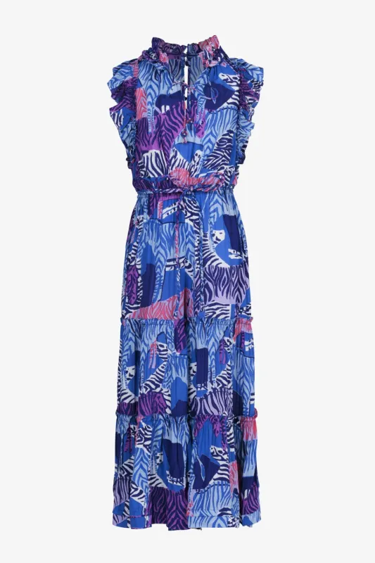 Long Jumpsuit Belene for girls - Blue Ashanti made by Poupette St Barth