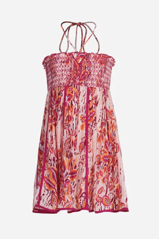 Mini Dress Cycas for girls - Pink Exotic Forest sold by Poupette St Barth