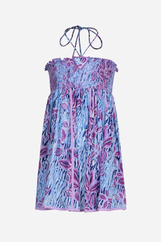Mini Dress Cycas for girls - Blue Exotic Forest sold by Poupette St Barth