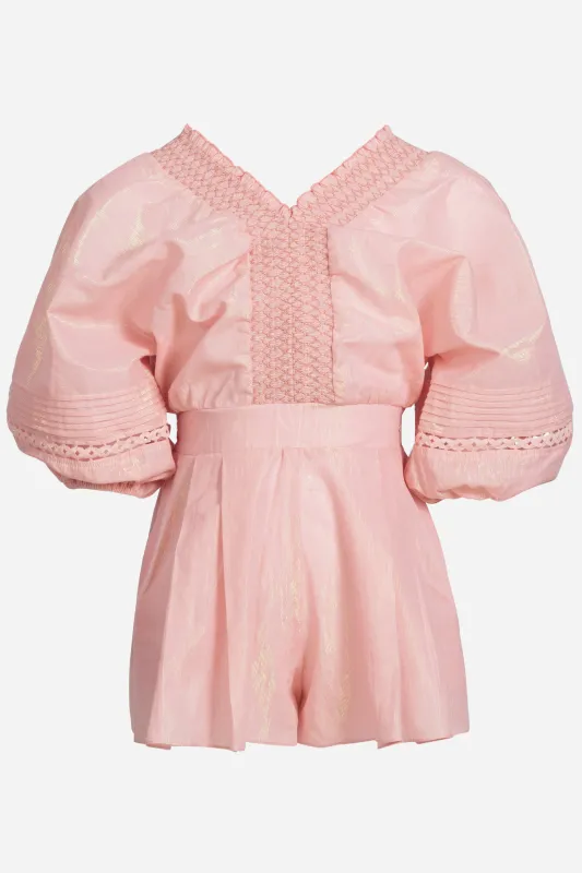 Short Jumpsuit Chantal for girls - Pink sold by Poupette St Barth