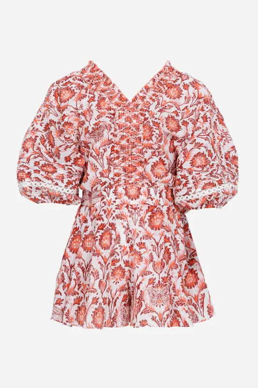 Short Jumpsuit Chantal for girls - Pink Victorian sold by Poupette St Barth