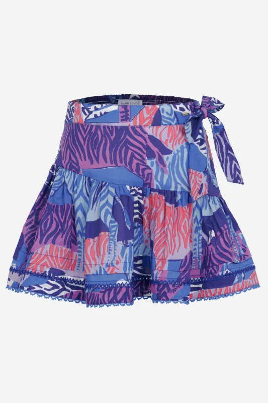 Mini Skirt Chantal for girls - Blue Ashanti sold by Poupette St Barth