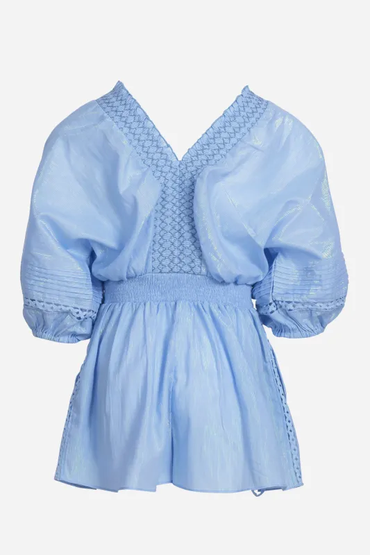 Short Jumpsuit Chantal for girls - Light Blue sold by Poupette St Barth